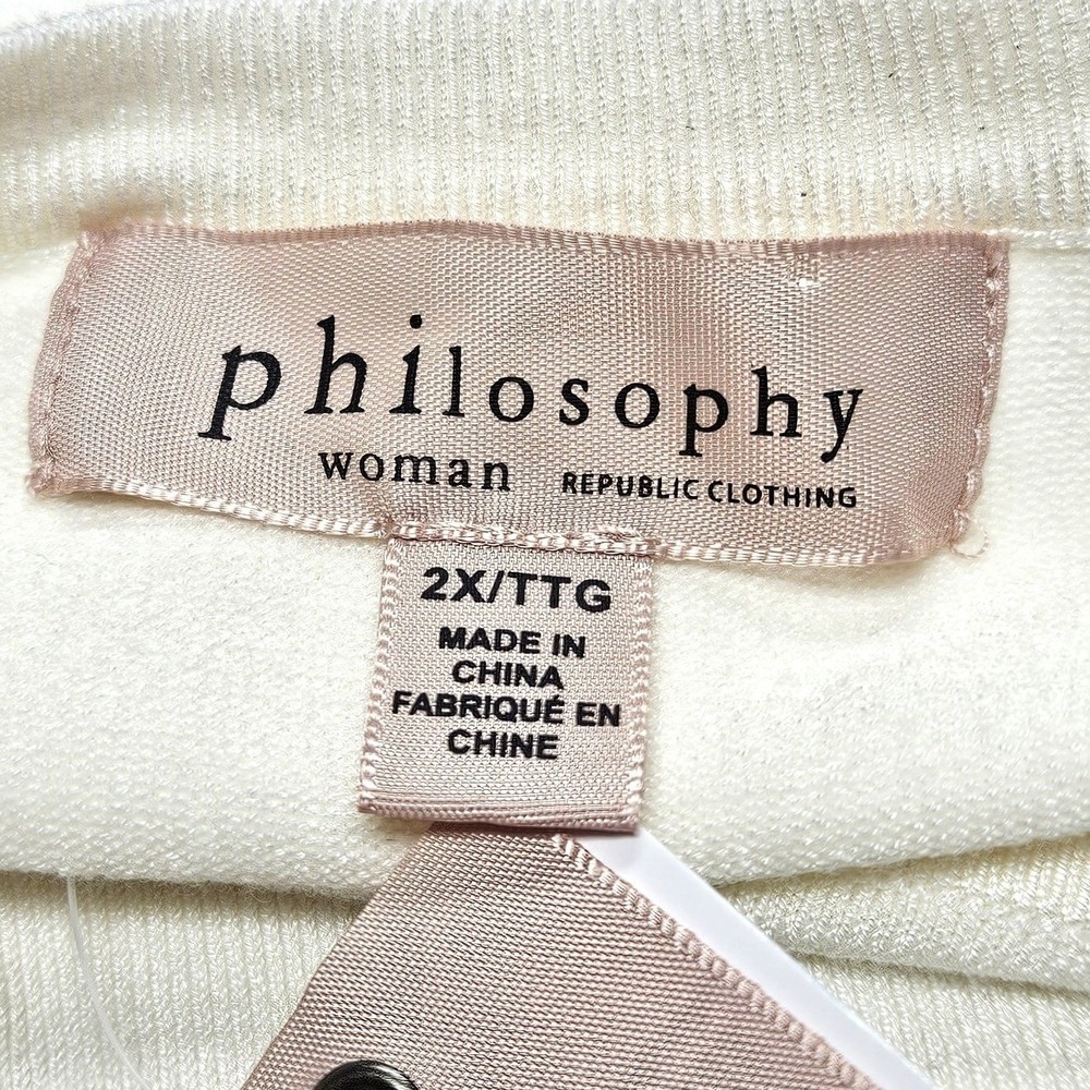 Philosophy Republic Clothing Ivory White Linen Blend Flutter Sleeve Top Size 2XL - Picture 7 of 15